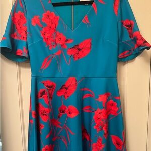 Floral Blue and Red Dress